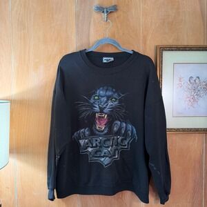 Vintage Lee Heavyweight Arctic Cat Panther Sweatshirt Black 2XL Made in USA 90s